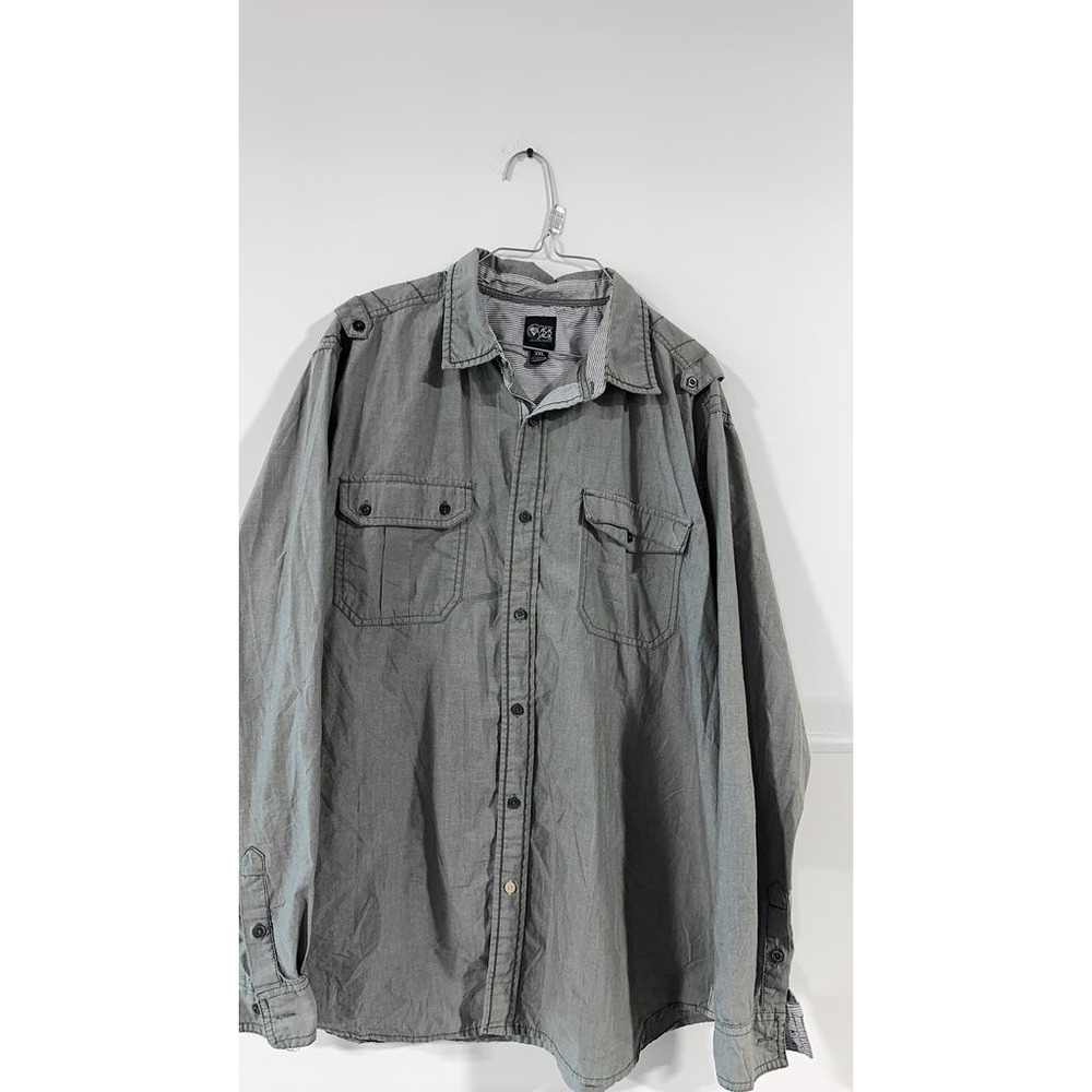Black Jack Mens 3XL Button-Up Shirt Gray Long Sleeve Casual Pockets B5-13